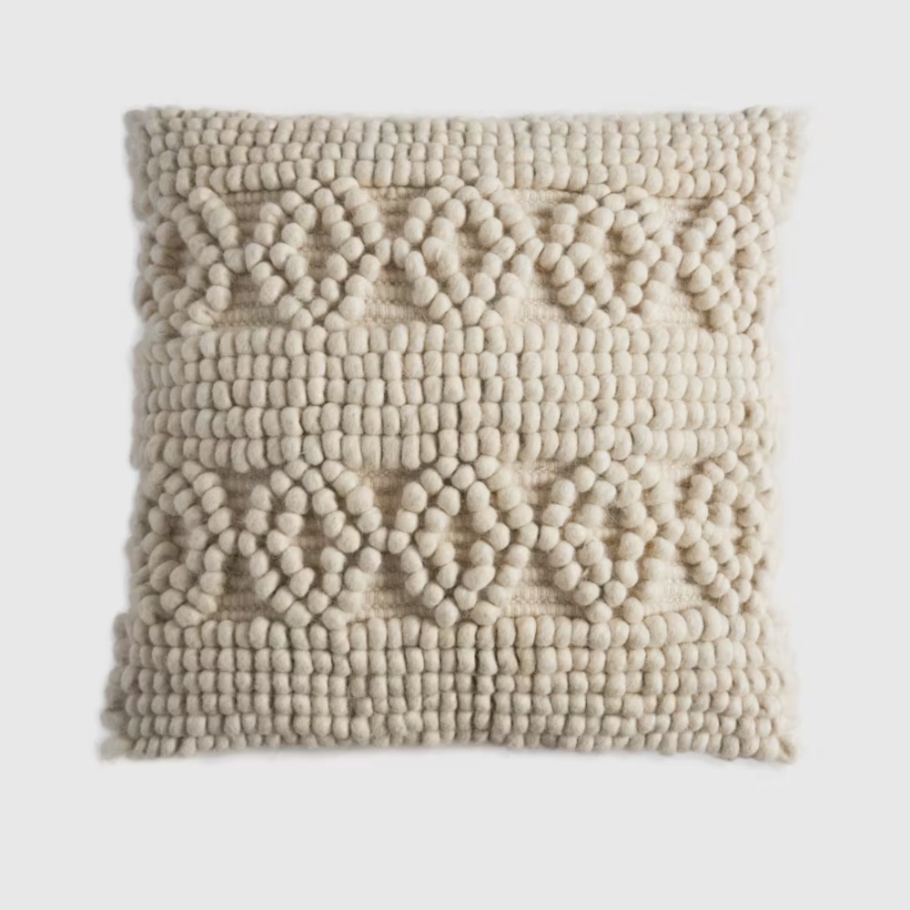 QUINCE 20x20 Kai Wool Pillow Cover Ivory 3528